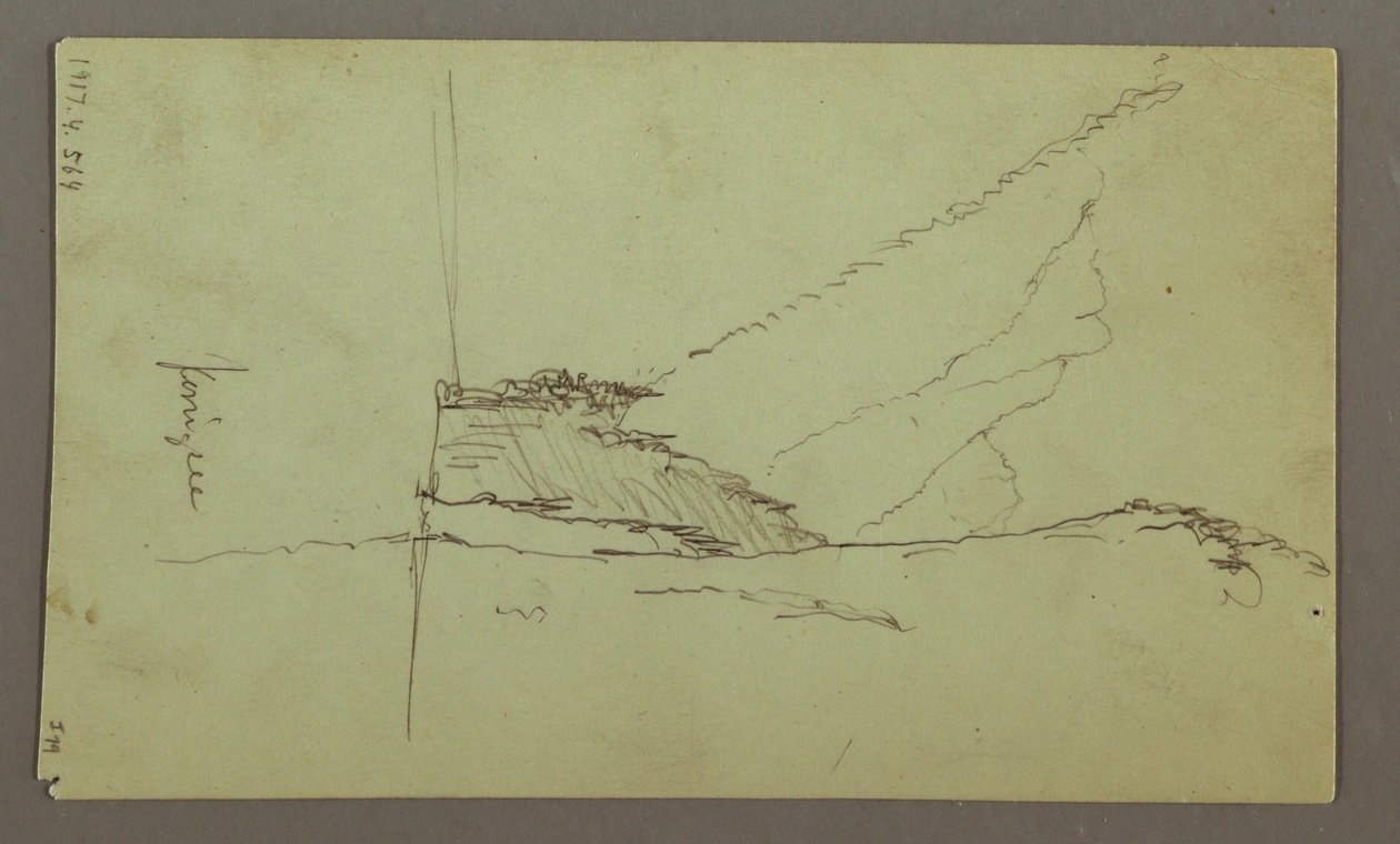 素描，山峰，河流，1868 年 7 月 作者 弗雷德里克·埃德温·丘奇