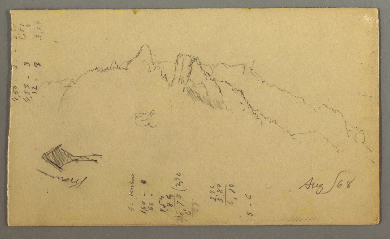 素描，山峰，路边神龛，1868 年 8 月 作者 弗雷德里克·埃德温·丘奇