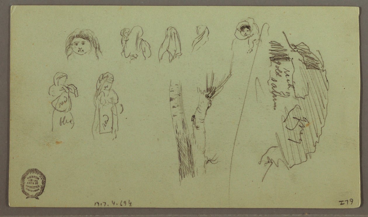 素描，山脉，人物研究，可能在 1868 年 5 月 作者 弗雷德里克·埃德温·丘奇