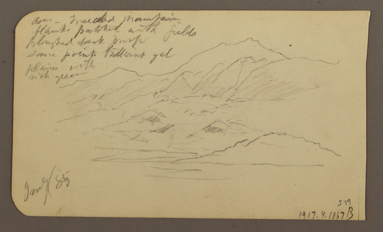 素描，托卢卡山脉；背面：托卢卡山脉，1885 年 1 月 7 日 作者 弗雷德里克·埃德温·丘奇