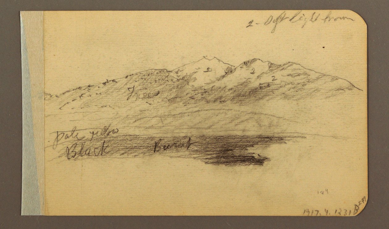 素描，山脉；背面：山脉，阴天，1889 年 作者 弗雷德里克·埃德温·丘奇