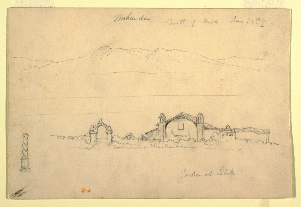 素描，基多（？）北部莫汉达山脉，1857 年 6 月 24 日 作者 弗雷德里克·埃德温·丘奇