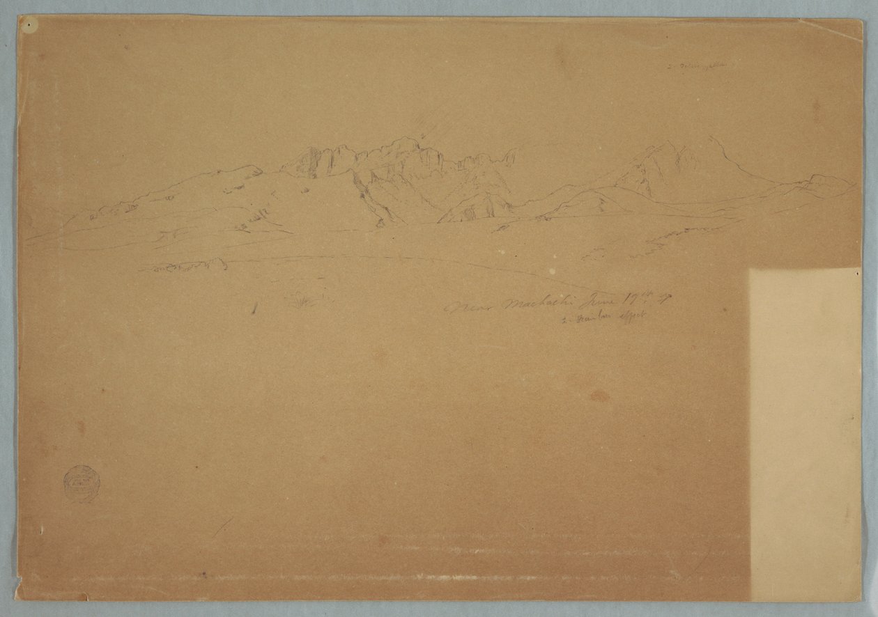 素描，厄瓜多尔马查奇附近崎岖山峰的山脉，1857 年 6 月 19 日 作者 弗雷德里克·埃德温·丘奇
