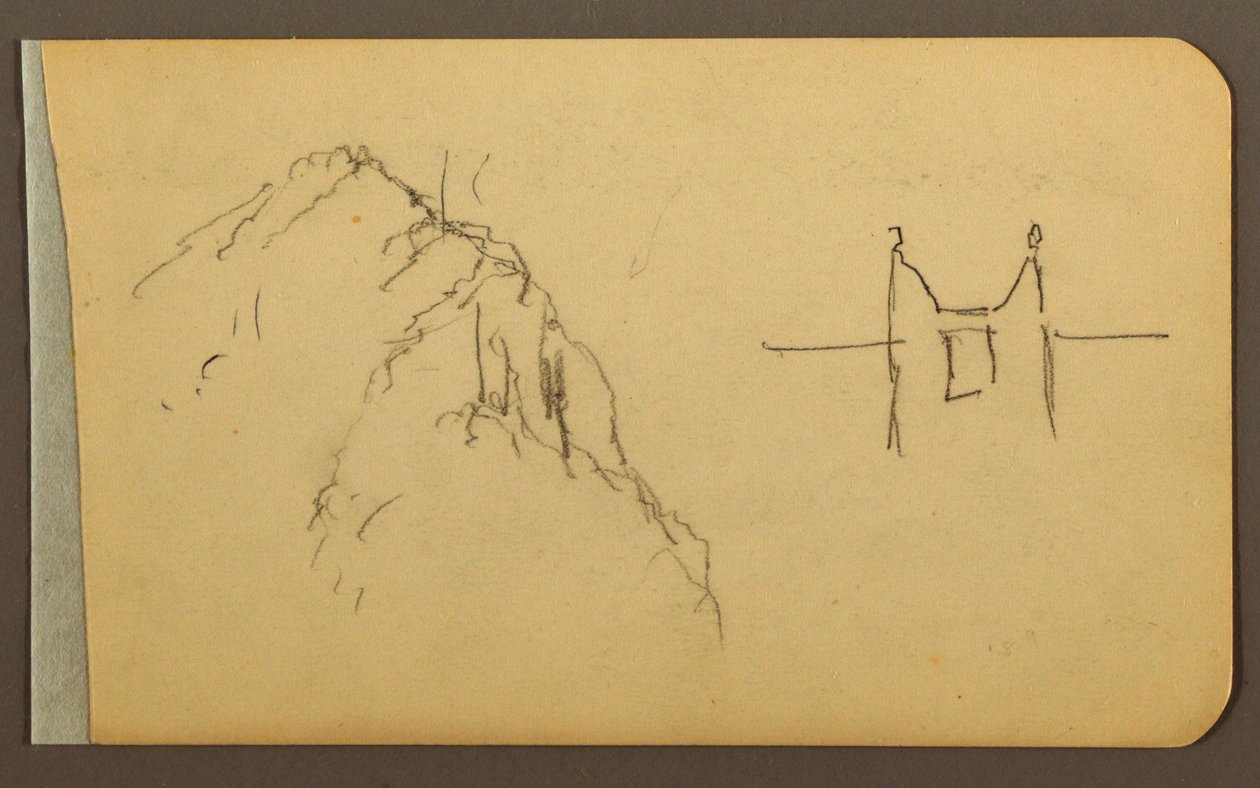 素描，山边，炮塔；背面：山边，1889 年 作者 弗雷德里克·埃德温·丘奇