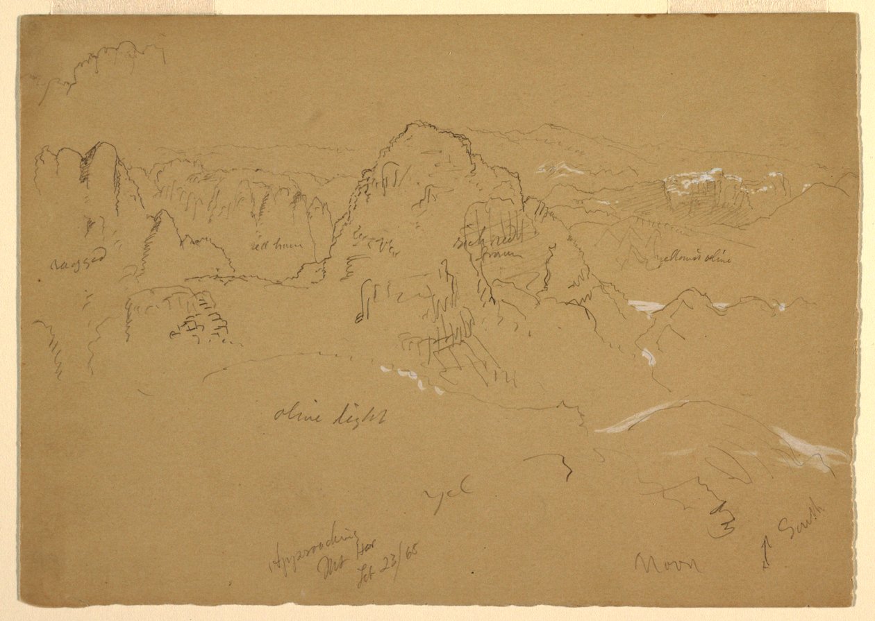 绘图，山，瓦迪阿拉巴，1868 年 2 月 23 日 作者 弗雷德里克·埃德温·丘奇