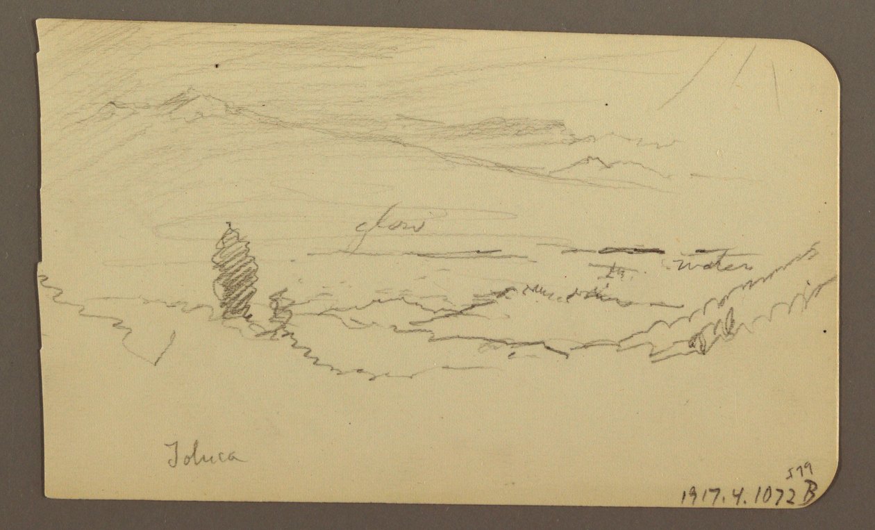 素描，山景，托卢卡；背面：山，托卢卡，1885 年 4 月 20 日 作者 弗雷德里克·埃德温·丘奇