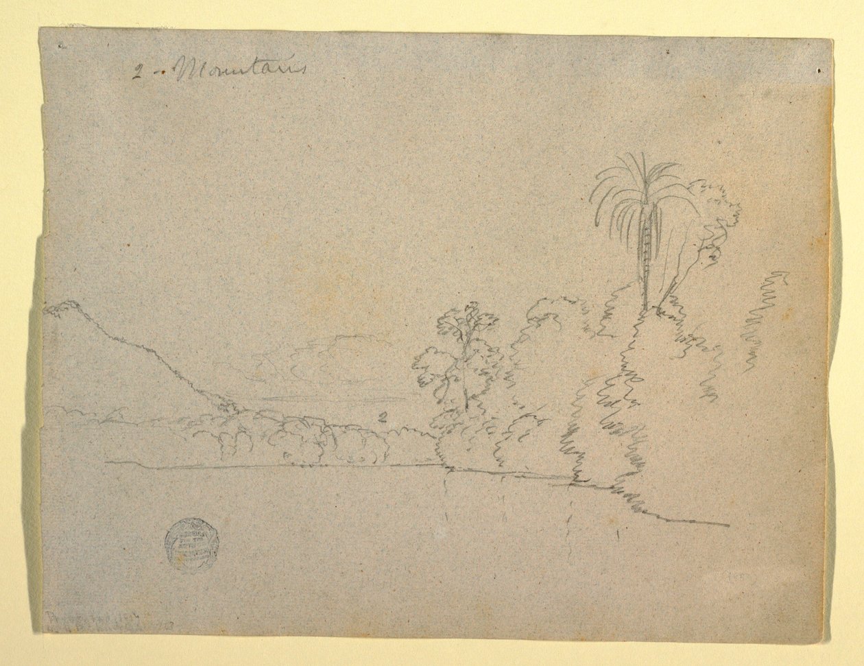 素描，南美洲海湾的山岸，1853 年 作者 弗雷德里克·埃德温·丘奇