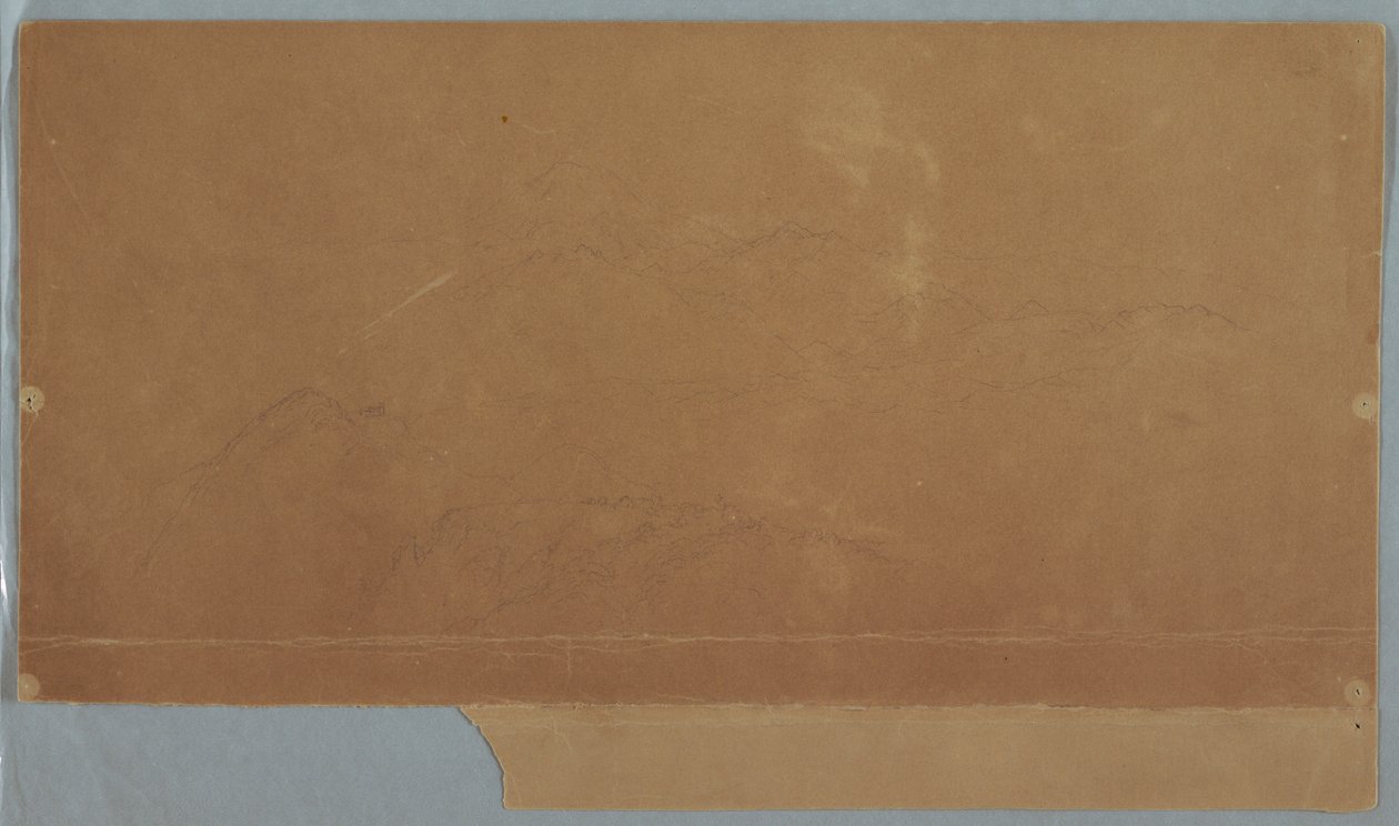 素描，山区风景，厄瓜多尔或哥伦比亚，1853 年 作者 弗雷德里克·埃德温·丘奇