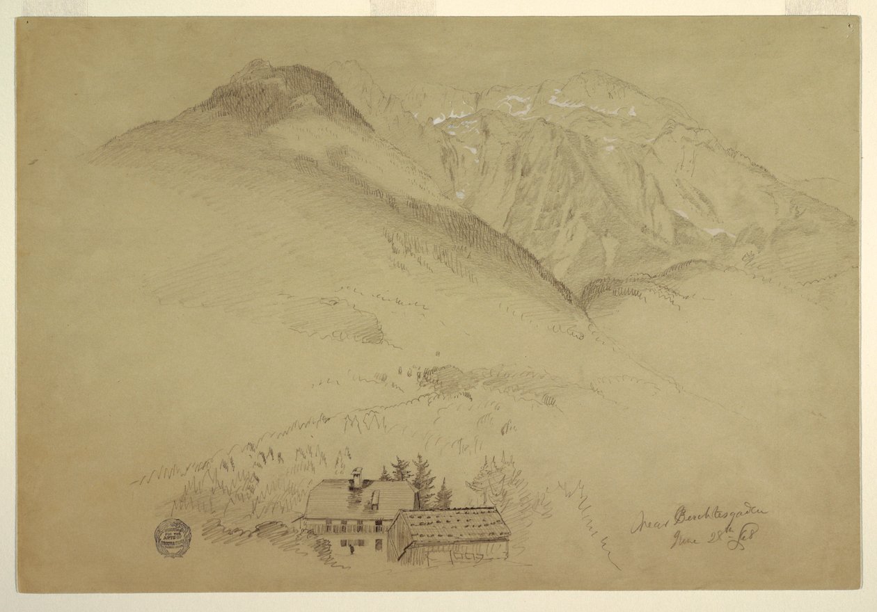 绘图，巴伐利亚贝希特斯加登附近的戈尔山和布雷特山，1868 年 6 月 28 日 作者 弗雷德里克·埃德温·丘奇