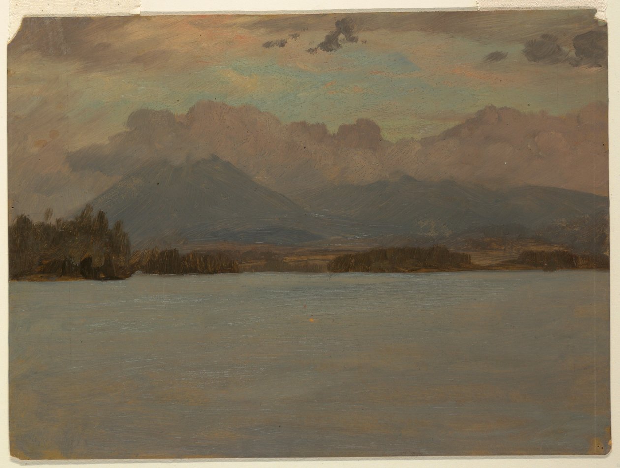 素描，从卡塔丁湖看卡塔丁山，1855-65 年 作者 弗雷德里克·埃德温·丘奇