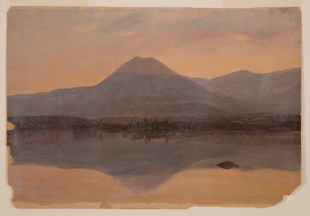 素描，卡塔丁山从卡塔丁湖远眺卡塔丁山，1860-70 年 作者 弗雷德里克·埃德温·丘奇