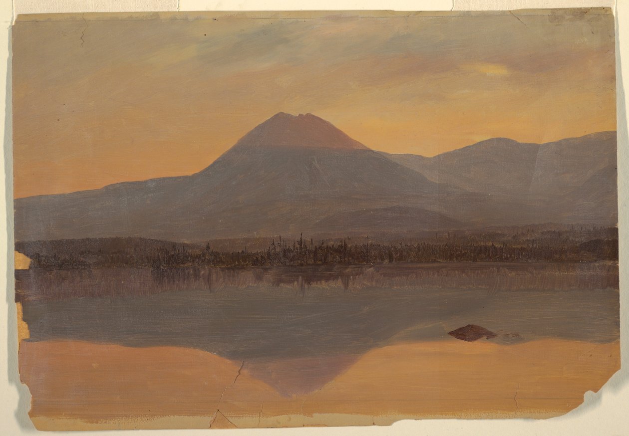 素描，卡塔丁山从卡塔丁湖远眺卡塔丁山，1860-70 年 作者 弗雷德里克·埃德温·丘奇