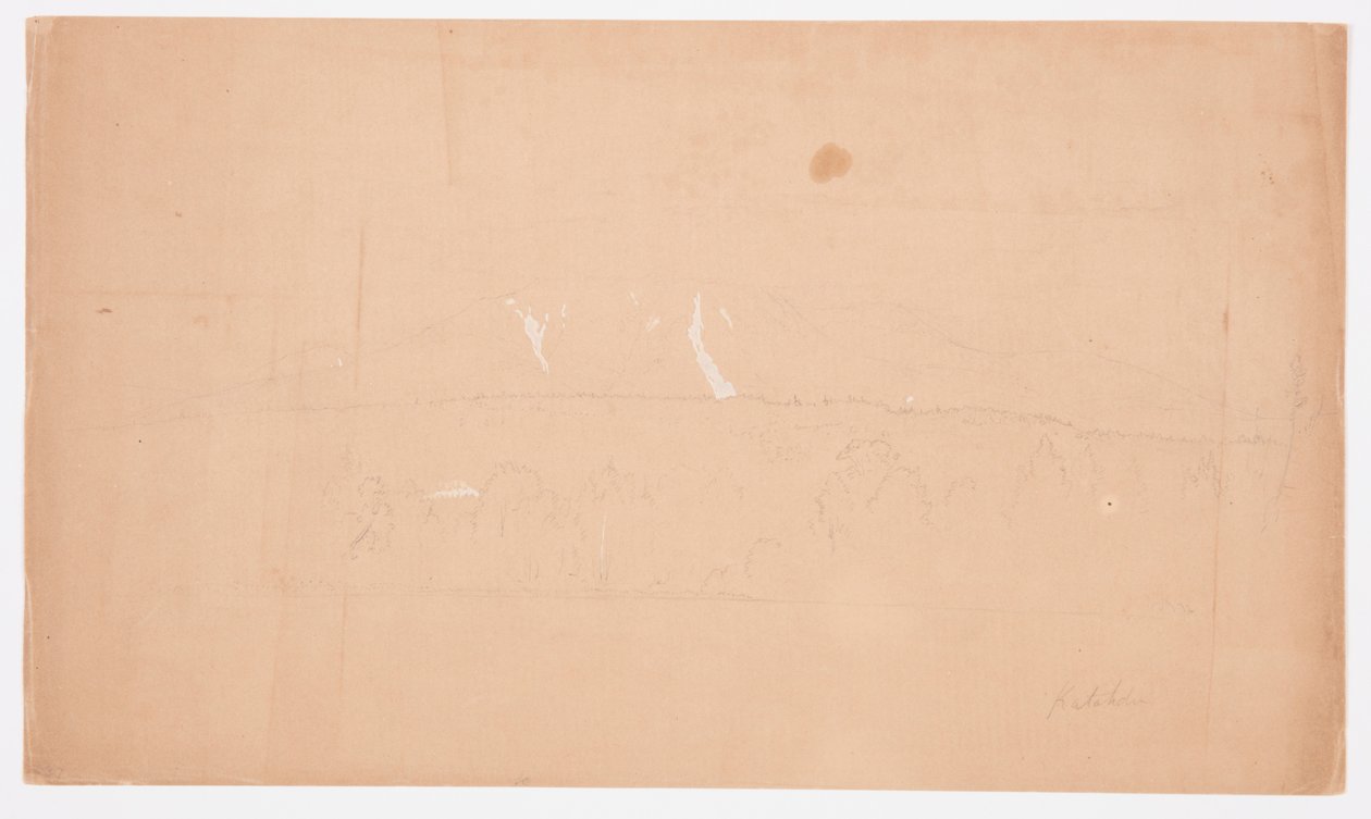 绘图，卡塔丁山，从缅因州卡塔丁湖，1852 年 作者 弗雷德里克·埃德温·丘奇