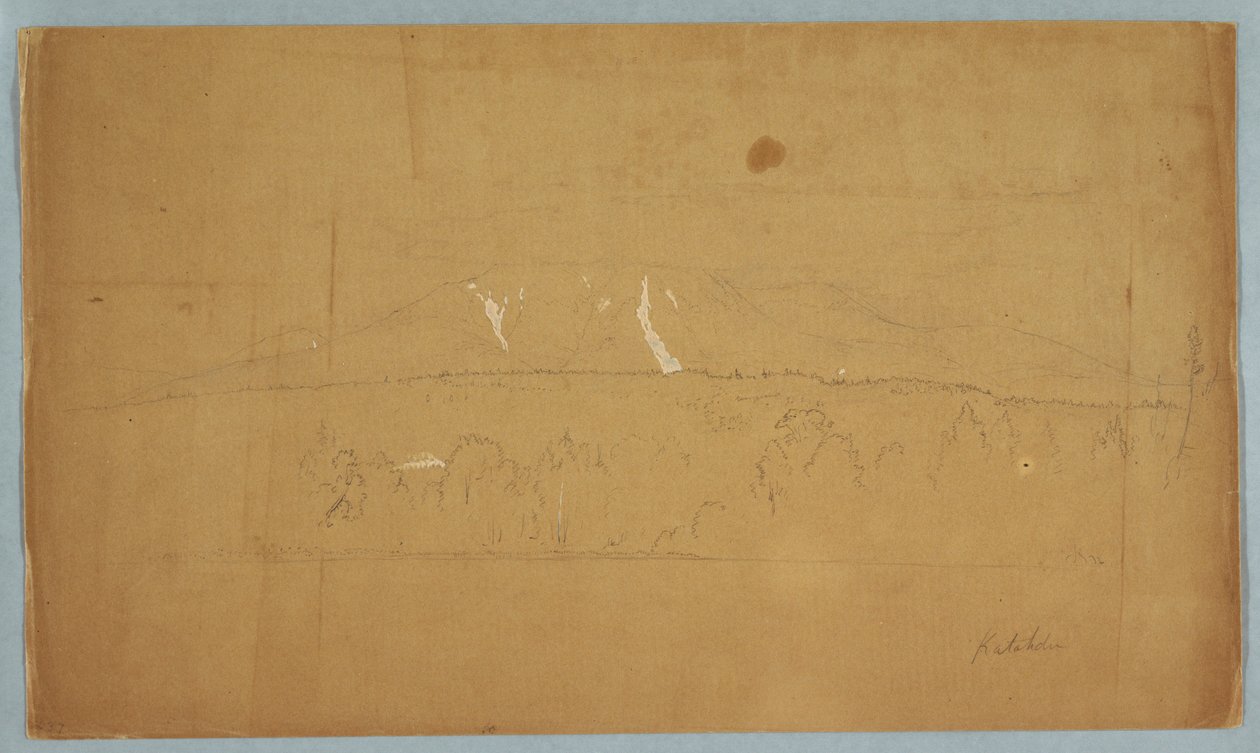 绘图，卡塔丁山，从缅因州卡塔丁湖，1852 年 作者 弗雷德里克·埃德温·丘奇