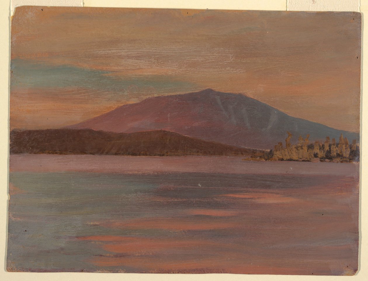 绘画，从托格池塘看卡塔丁山，1877 年 作者 弗雷德里克·埃德温·丘奇