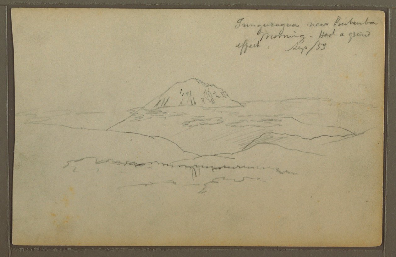 绘画，厄瓜多尔里奥班巴，通古拉瓜山，1853 年 9 月 作者 弗雷德里克·埃德温·丘奇