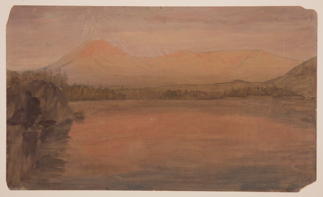 绘图，卡塔丁山和特纳山从卡塔丁湖看卡塔丁和特纳，1860-78 年 作者 弗雷德里克·埃德温·丘奇
