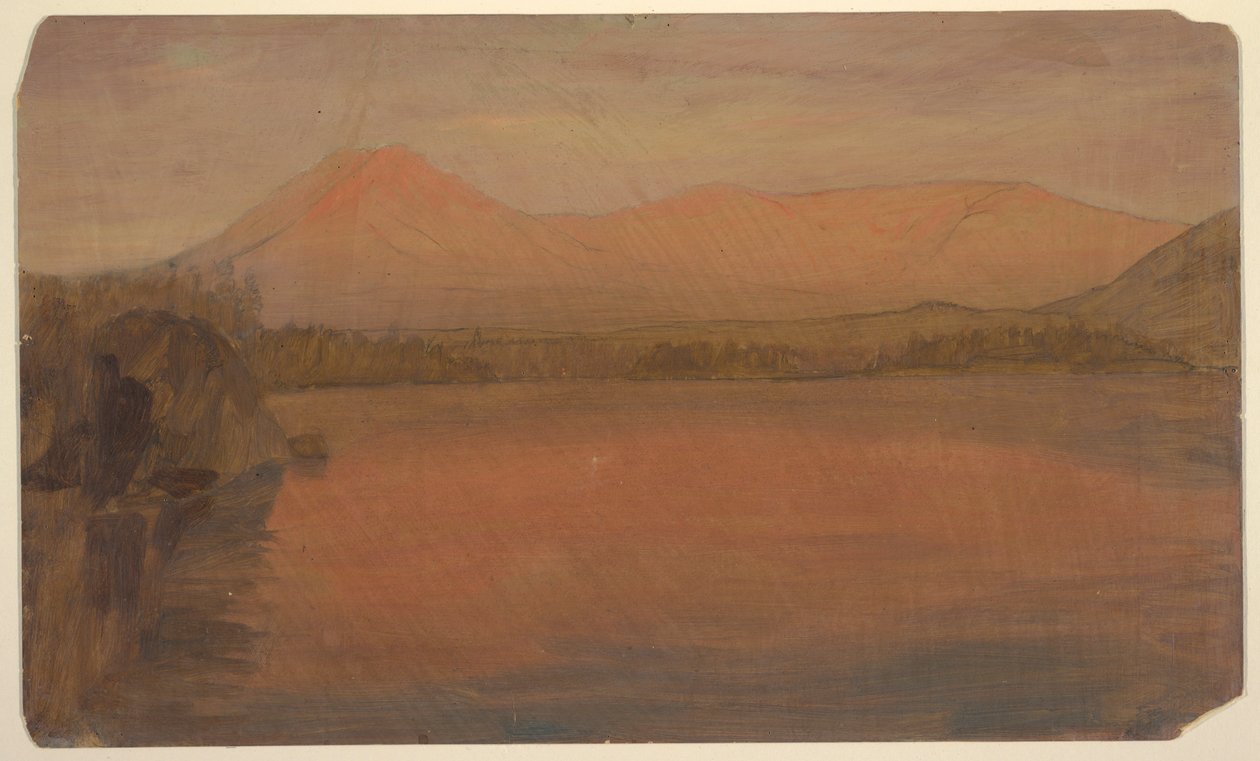 绘图，Mts.从卡塔丁湖看卡塔丁和特纳，1860-78 年 作者 弗雷德里克·埃德温·丘奇