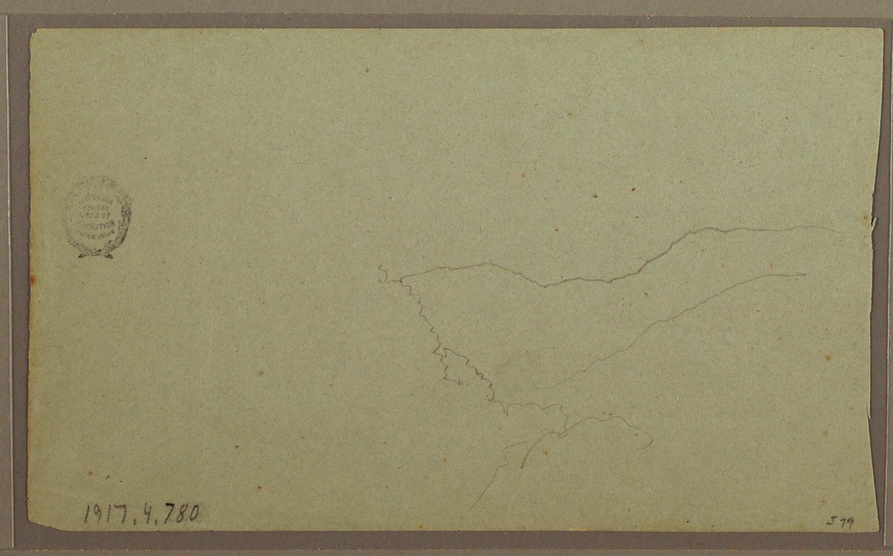 素描，厄瓜多尔圣米格尔附近；背面：未完成的山地素描，1857 年 6 月 2 日 作者 弗雷德里克·埃德温·丘奇