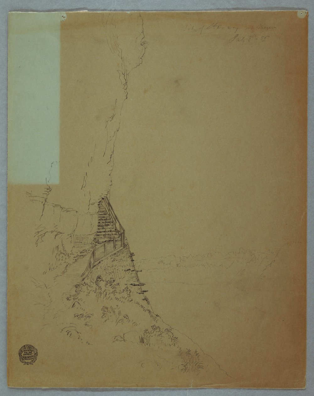 图画，尼亚加拉大瀑布："尼亚加拉的楼梯"，1856 年 7 月 作者 弗雷德里克·埃德温·丘奇