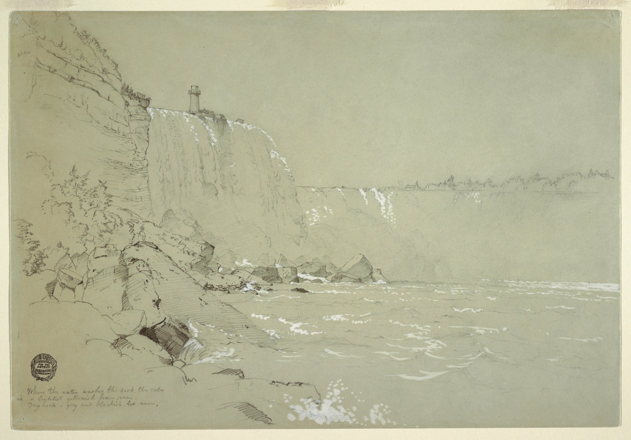 素描，尼亚加拉大瀑布与特拉宾塔，1856 年 作者 弗雷德里克·埃德温·丘奇