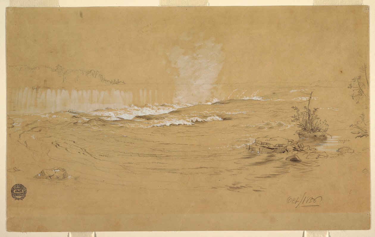 绘图，尼亚加拉：加拿大瀑布和山羊岛，1856 年 10 月 作者 弗雷德里克·埃德温·丘奇