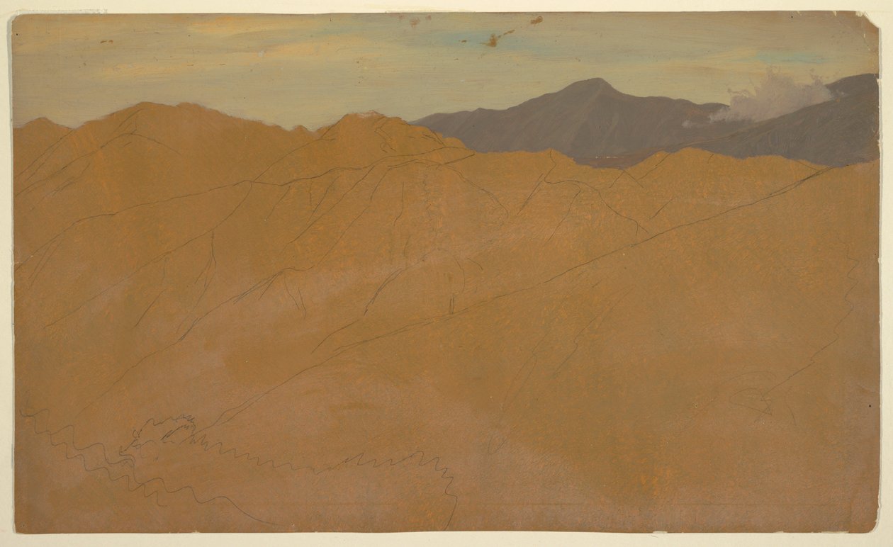 素描，棕榈树和房顶，厄瓜多尔，1857 年 5 月 作者 弗雷德里克·埃德温·丘奇