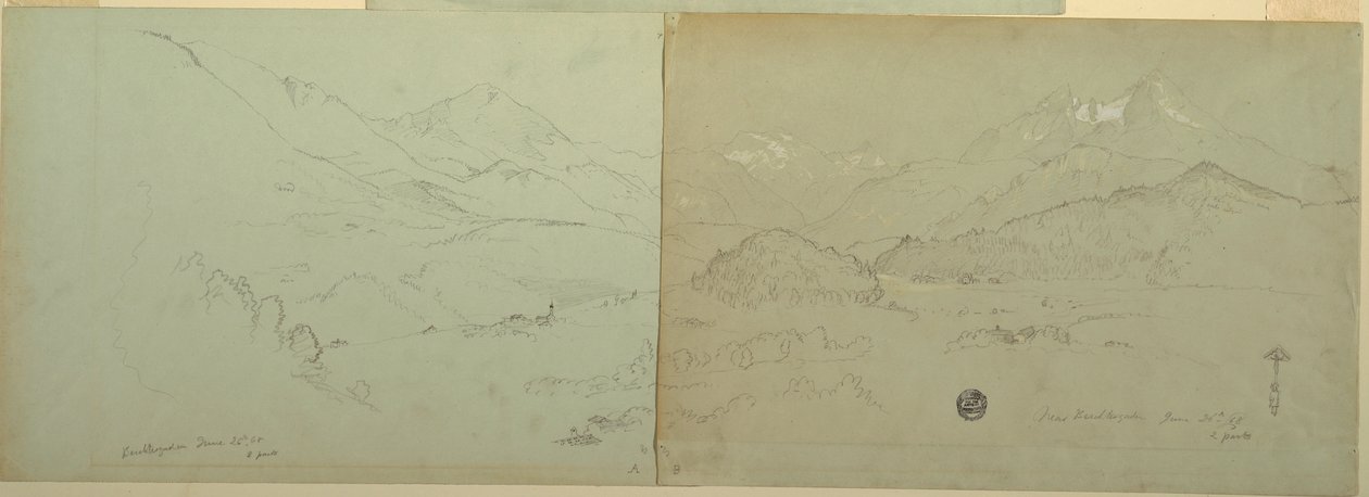 素描，Unter-Schönau 全景，1868 年 作者 弗雷德里克·埃德温·丘奇