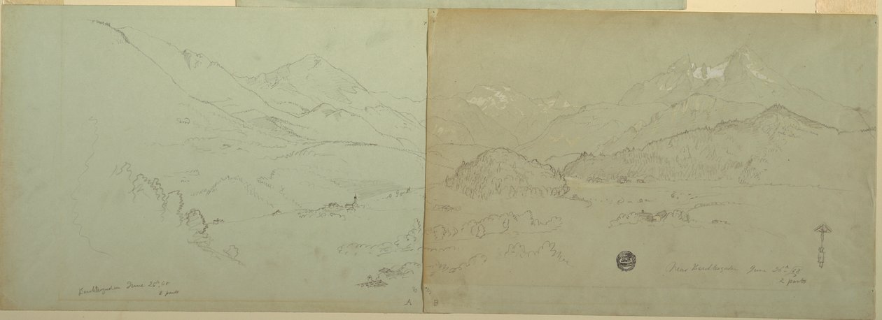 素描，Unter-Schönau 全景，1868 年 作者 弗雷德里克·埃德温·丘奇