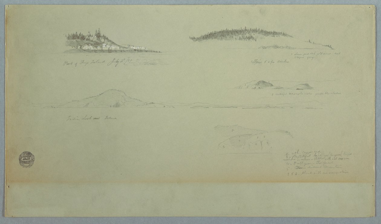 绘图，福戈岛部分地区，印第安人的样子，1859 年 7 月 2 日 作者 弗雷德里克·埃德温·丘奇