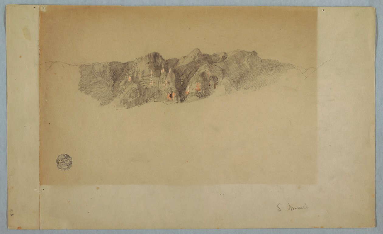 素描，裂谷山脉的一部分，可能位于厄瓜多尔或哥伦比亚，1853 年或 1857 年 作者 弗雷德里克·埃德温·丘奇