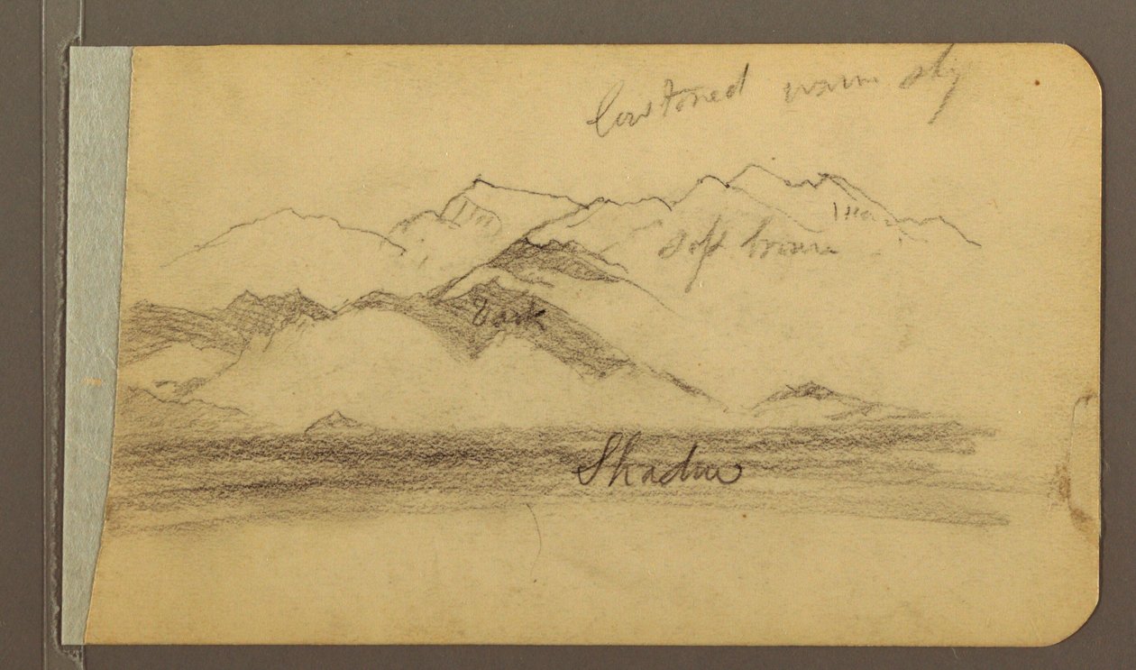 素描，奥里萨巴山顶，人物；背面：平原和山脉，1889 年 作者 弗雷德里克·埃德温·丘奇
