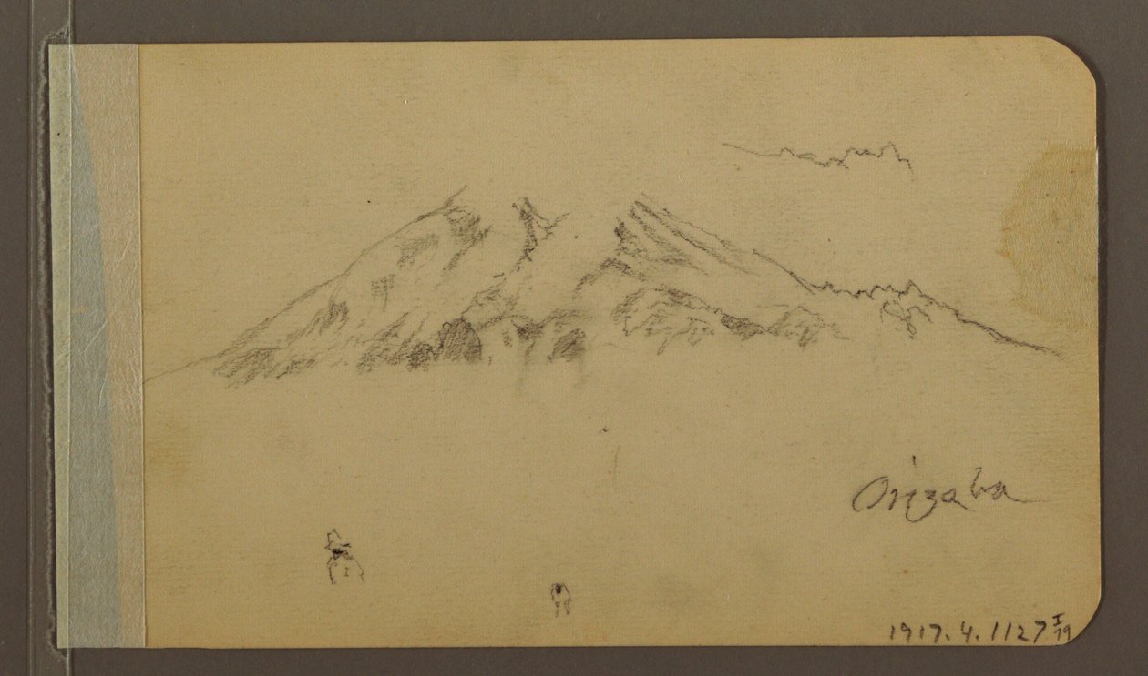 素描，奥里萨巴山顶，人物；背面：平原和山脉，1889 年 作者 弗雷德里克·埃德温·丘奇