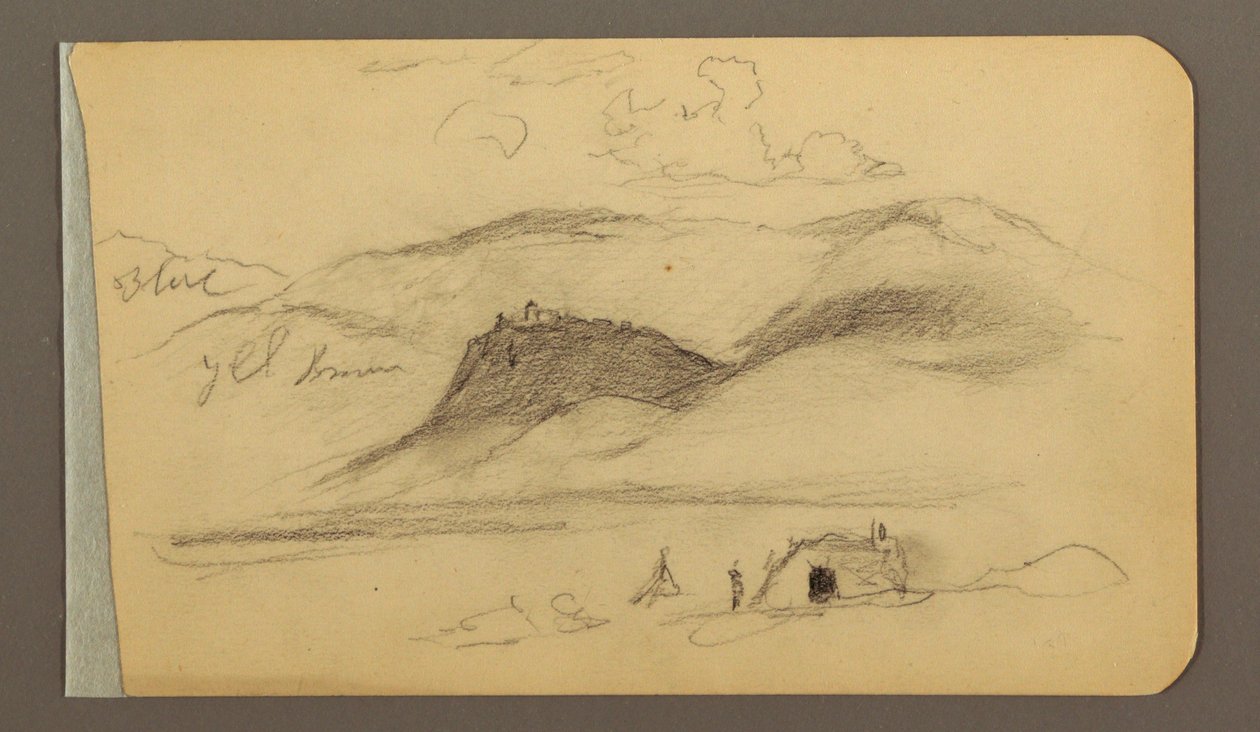素描，平原，山丘，城镇；背面：山脉，1889 年 作者 弗雷德里克·埃德温·丘奇