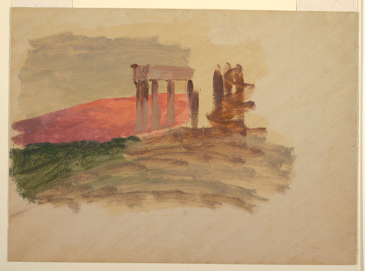 绘画，科林斯神庙速写，1869 年 作者 弗雷德里克·埃德温·丘奇