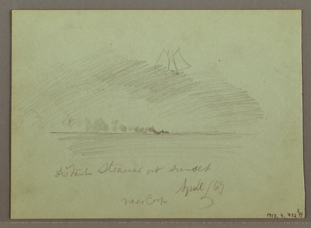 素描，海岸线前的岩石，海岸线旁的岩石悬崖，1869 年 4 月 作者 弗雷德里克·埃德温·丘奇