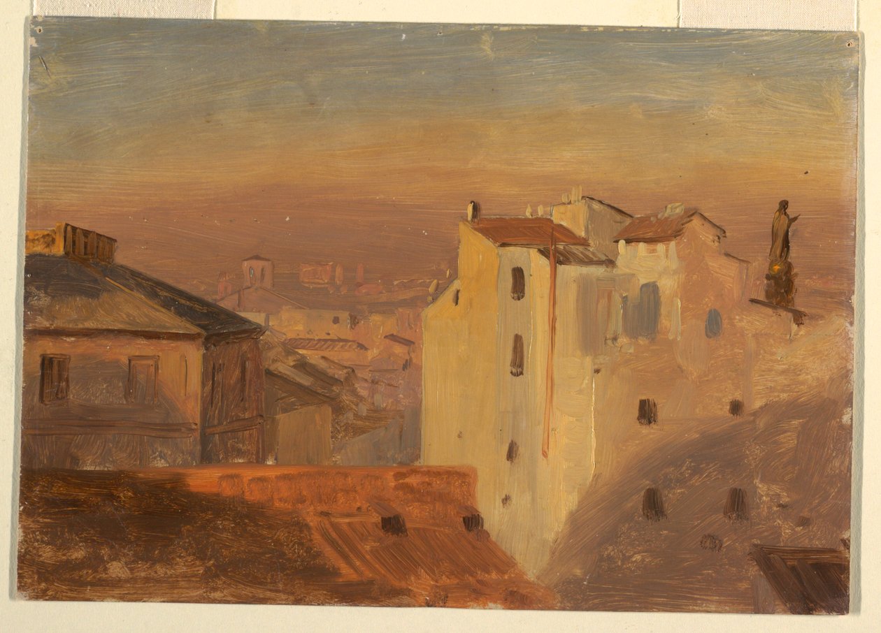 素描，屋顶，意大利罗马，1868-69 年 作者 弗雷德里克·埃德温·丘奇