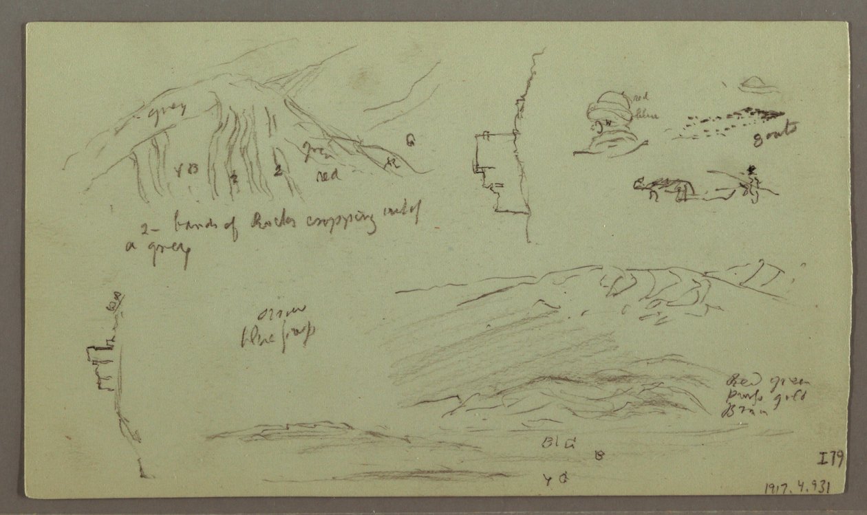 素描，废墟，人物研究，1868 年 4 月 27 日 作者 弗雷德里克·埃德温·丘奇