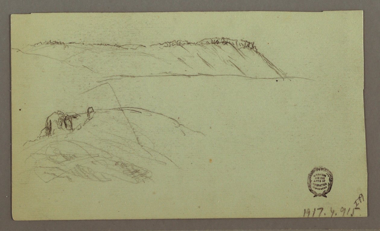 素描，城墙环绕的废墟，帐篷，两个人物研究，1868 年 4 月 28 日 作者 弗雷德里克·埃德温·丘奇