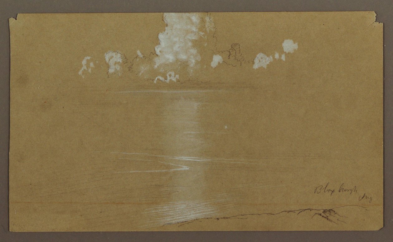 素描，海景，布卢克斯堡；背面：山与海，1865 年 8 月 作者 弗雷德里克·埃德温·丘奇