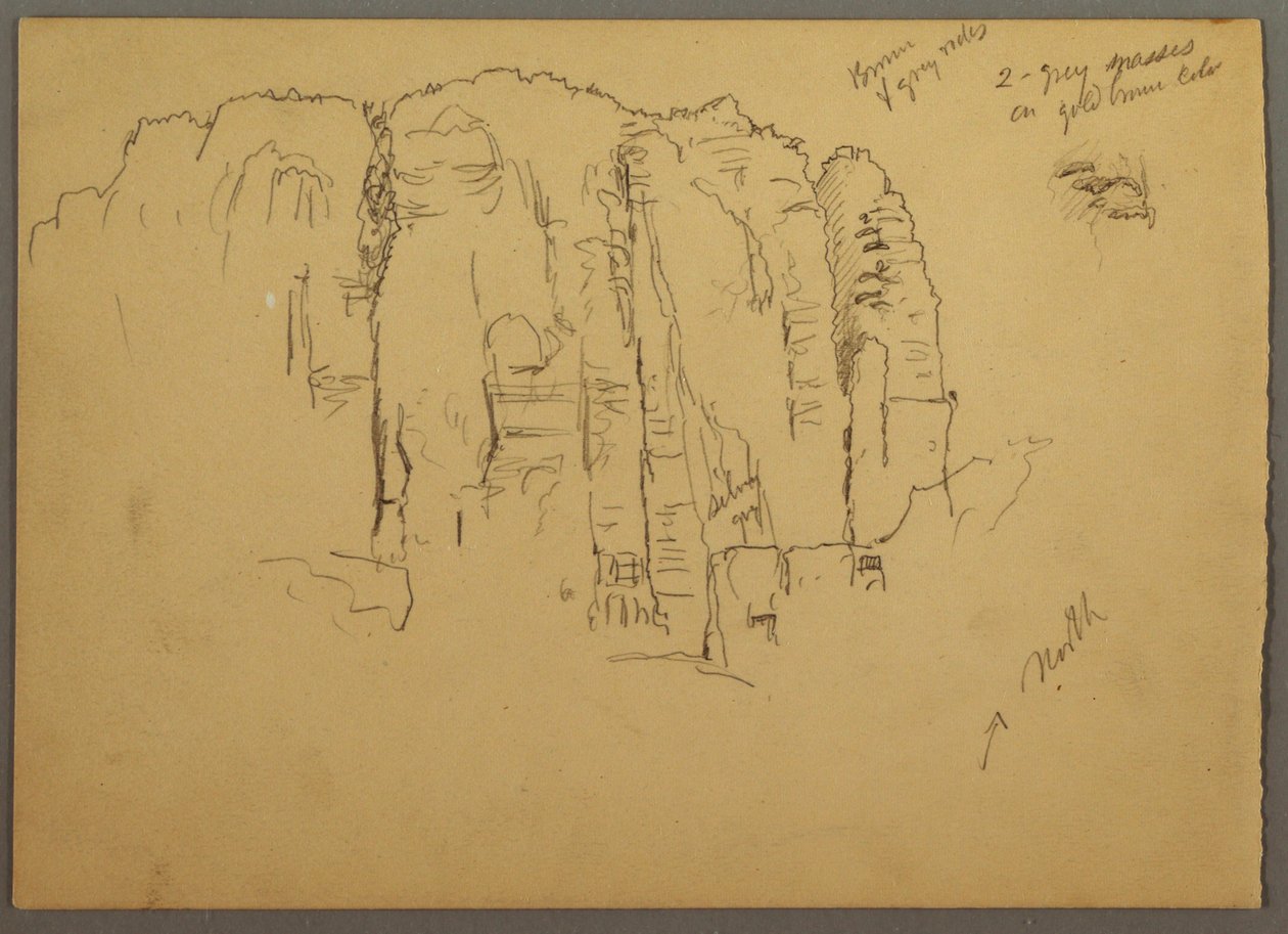 素描，约旦佩特拉素描，1868 年 2 月 作者 弗雷德里克·埃德温·丘奇