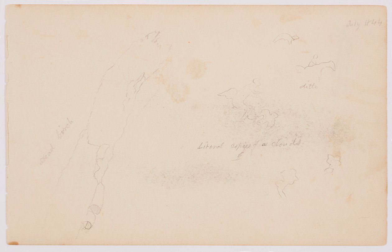 素描，云和枯桦素描，1844 年 7 月 作者 弗雷德里克·埃德温·丘奇