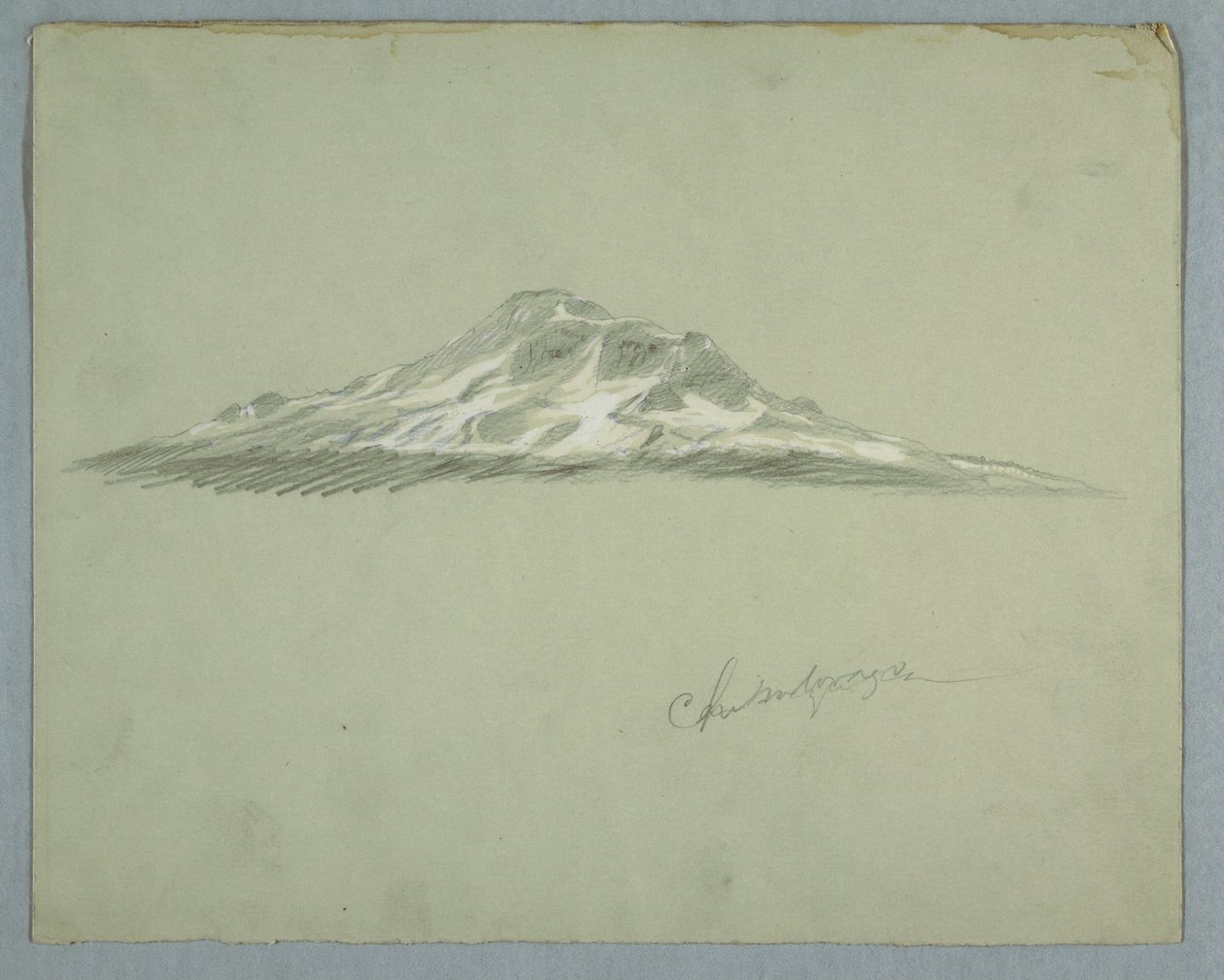 素描，厄瓜多尔钦博拉索山白雪覆盖的山顶，1857 年 7 月 作者 弗雷德里克·埃德温·丘奇