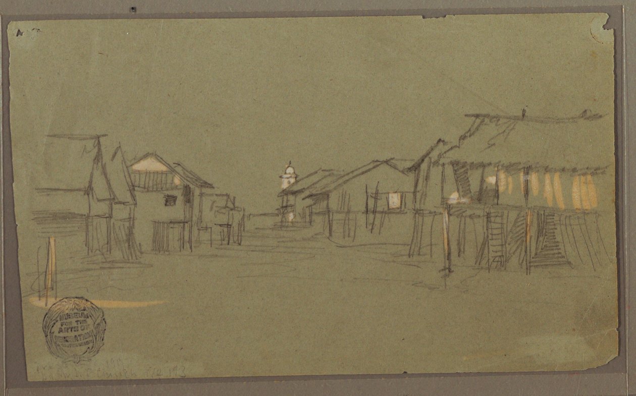 绘画，通往教堂的街道，厄瓜多尔瓜亚基尔，1857 年 5 月 作者 弗雷德里克·埃德温·丘奇