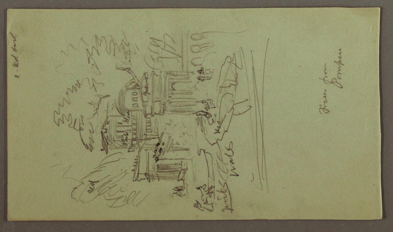 素描，庞贝壁画研究，可能创作于 1868-69 年 作者 弗雷德里克·埃德温·丘奇