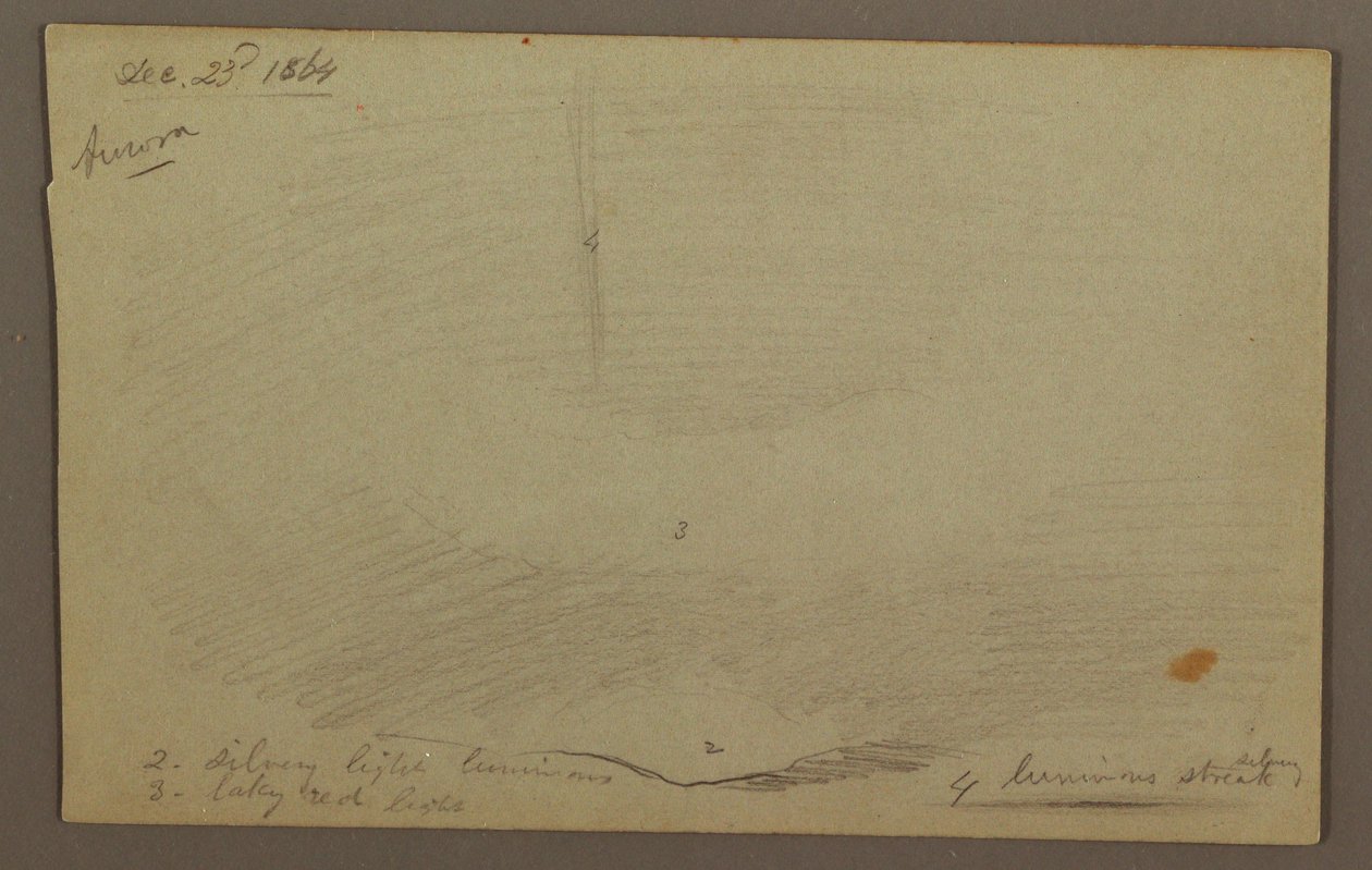 绘图，山脊后的日落（极光），1864 年 作者 弗雷德里克·埃德温·丘奇