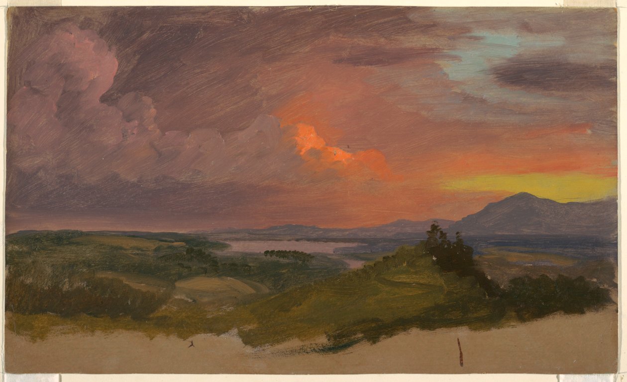 绘画，哈德逊河谷的日落，1870-1875 年 作者 弗雷德里克·埃德温·丘奇
