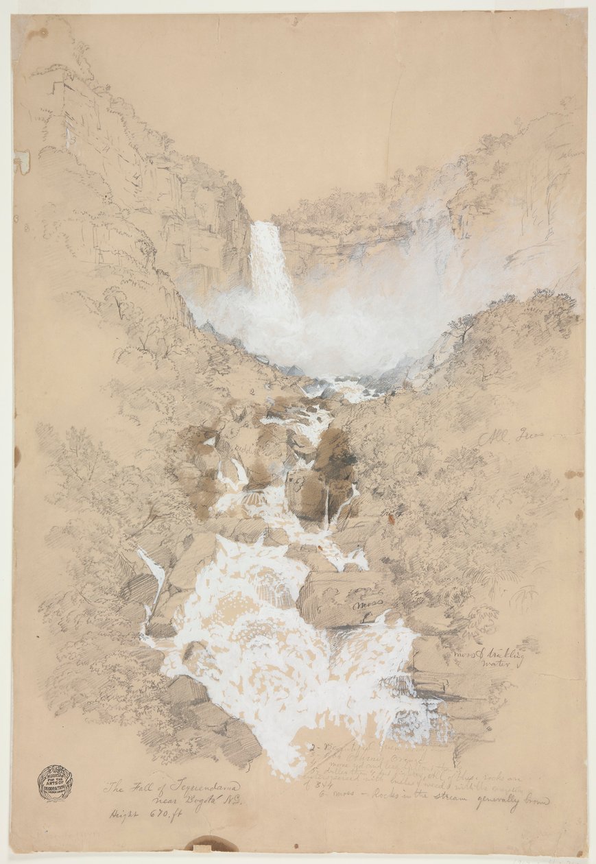 图画，哥伦比亚波哥大附近的 Tequendama 瀑布，1853 年 7 月 作者 弗雷德里克·埃德温·丘奇