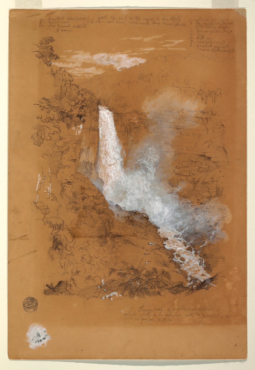 图画，哥伦比亚波哥大附近的 Tequendama 瀑布，1853 年 7 月 作者 弗雷德里克·埃德温·丘奇