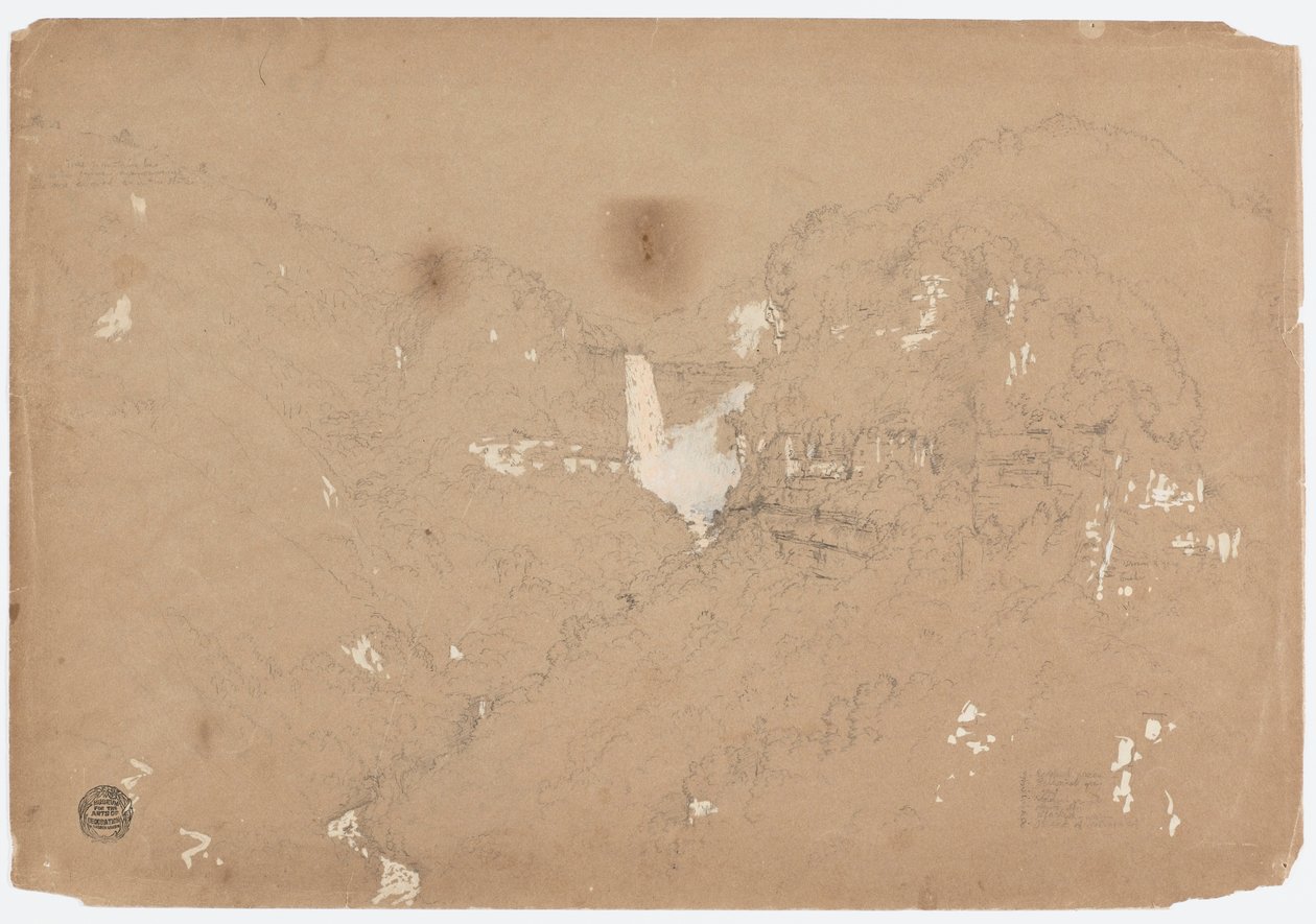 图画，哥伦比亚波哥大附近的特昆达马瀑布，1853 年 作者 弗雷德里克·埃德温·丘奇